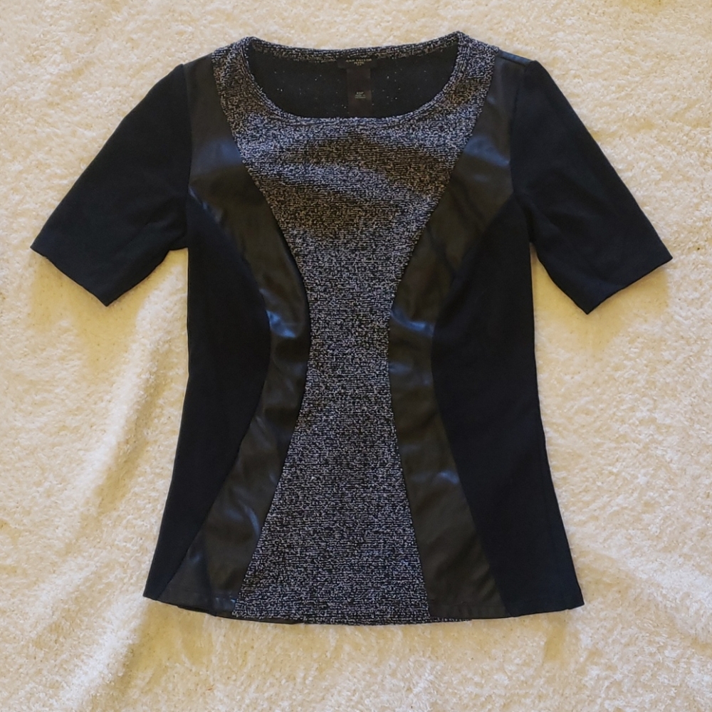 Ann taylor leather detail top